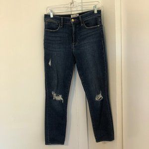 Frame Denim Le High Skinny Dark Wash Cropped Distressed Jeans Sz 29 LIKE NEW